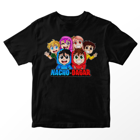 Camiseta Nacho, Dagar y Amigos Negra